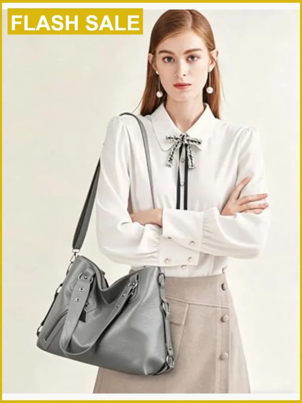 3-Piece Vegan Leather Tote Set with Crossbody and Clutch